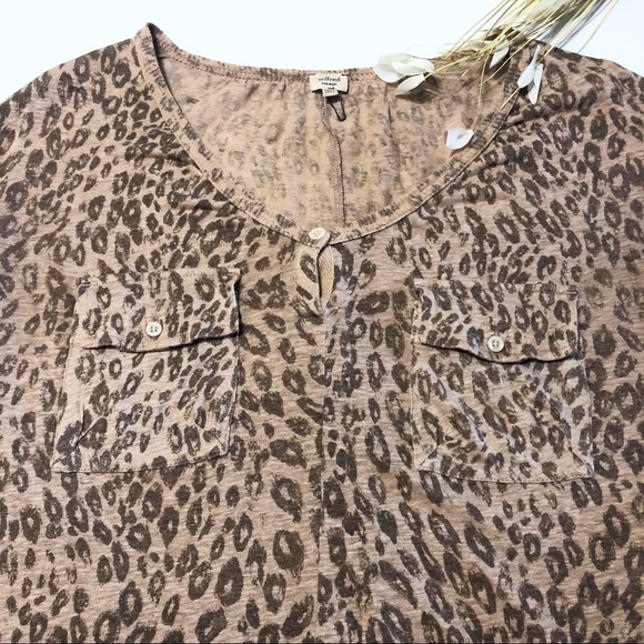 ARITZIA WILFRED Leopard Print Henley in Malt - Picture 3 of 6